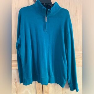 Land’s End teal blue 1/4 zip cardigan sweater size XL 46-48